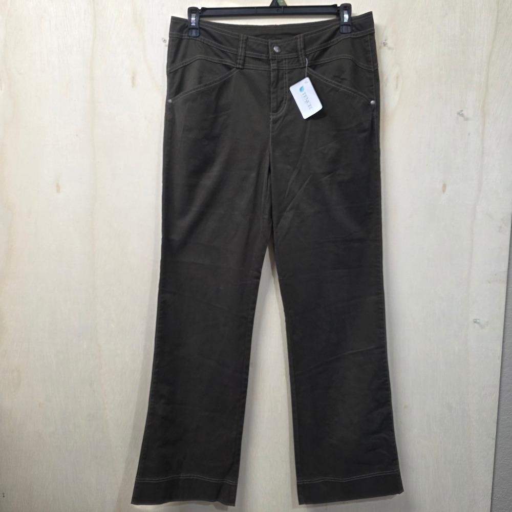 Athleta Women Olive Green Tencel Lyocell Blend Straight Leg Pants Size 12